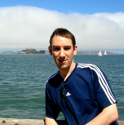 Paul Denton with Alcatraz Island Prison in the distance
