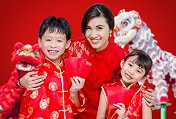 Chinese family celebrating the Chinese New Year