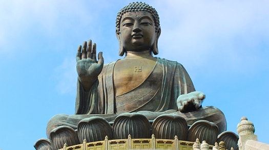 The world's biggest Buddha at the Po Lin Monastery in Hong Kong
