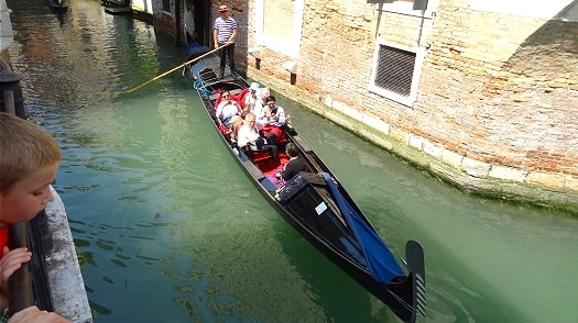 A gondola on the canals of Venice