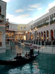 A gondola inside the Venetian hotel in Las Vegas