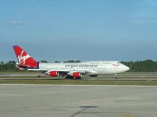 Virgin plane taking off in Florida
